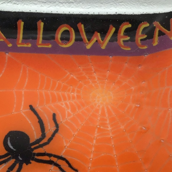 Peggy Karr Glass 11”In Square Halloween Design Serving Platter Handmade - Picture 3 of 7